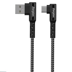 ENERGIZER Câble de Charge et de Données USB-A / USB-C Coudé 90 degrés 2m pour Usage Gaming Noir