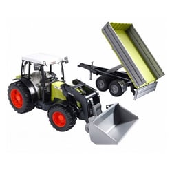 Claas Nectis 267 F avec chargeur frontal et remorque à plate-forme
