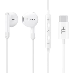 Avizar Écouteurs Filaires USB-C Intra-auriculaires Son Micro Télécommande Blanc