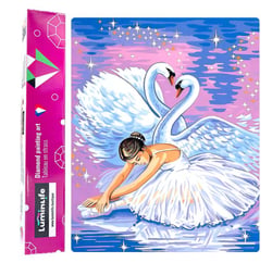Diamond Painting Broderie Diamant LUMINLIFE 40x50cm, 100% strass, diamants ronds - Cygnes et ballerine