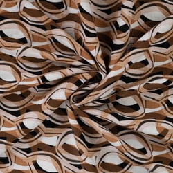 Tissu Viscose extensible Maillons stylisés sur fond Camel