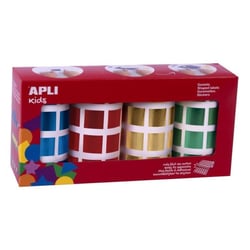 Apli Agipa - Gommettes 4 rouleaux Carré métallisé 20 mm bleu rouge jaune vert