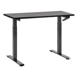 Bureau Réglable Manuellement Plateau et Structure Acier Noir 120 x 72 cm Hauteur Ajustable Assis Debout Pieds Carrés Design Moderne