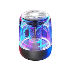 Enceinte Bluetooth 5.0 Lumineuse LED Transparente Subwoofer TWS 6D Surround HIFI Stéréo Cool Audiohe Noir YONIS