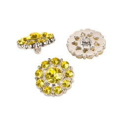 Lot de 3 boutons strass jaune 18mm