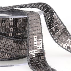 Galon paillettes gris noir au mètre