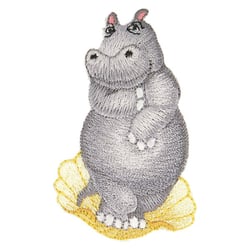 Ecusson thermocollant animaux statue hippopotame 6cm x 3,5cm