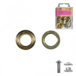 Lot de 10 oeillets couleur or 15mm et outil
