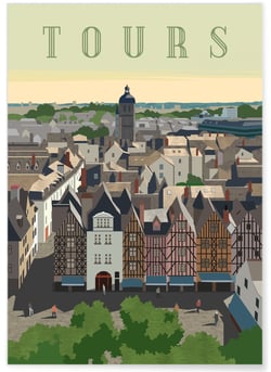 Affiche ville Tours 3 | A3 : 29,7x42cm