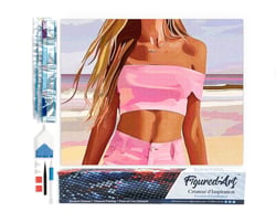 Diamond Painting Broderie Diamant Figured’Art 40x50cm toile entière roulée avec diamants carrés - Mer, sable et élégance