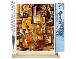 Peinture par Numéro Figured'Art - Picasso Violon et Raisins - Kit de Loisir Créatif DIY Numéro d'Art Complet - 40x50cm toile roulée + châssis en bois à monter