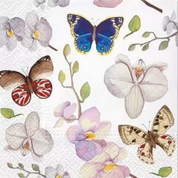 4 serviettes en papier découpage collage 33 cm HARMONI FLEUR PAPILLON PSS 101