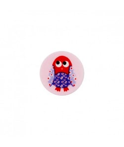 Carte de 2 boutons Hibou à queue Rose 18mm - Union Knopf Rose