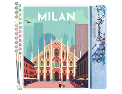 Peinture par Numéro Figured'Art - Affiche Vintage Milan - Kit de Loisir Créatif DIY Numéro d'Art Complet - 40x50cm sans châssis en bois