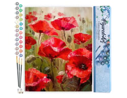 Peinture par Numéro Figured'Art - Champ de Coquelicots - Kit de Loisir Créatif DIY Numéro d'Art Complet - 40x50cm sans châssis en bois