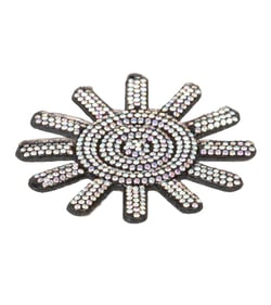 Motif soleils perles thermocollant 65mm noir