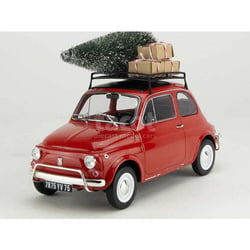 Voiture miniature de collection - NOREV - Fiat 500L Christmas 1968 - Échelle 1/18 - Monté métal - Rouge