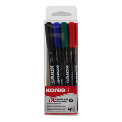Etui de 4 marqueurs permanents Pointe Médium - Assortiment - Kores