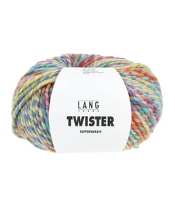 Pelote Twister 100g — Laine Vierge Chunky — Lang Yarns 01 Bleu clair/orange/lavande