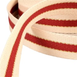 Sangle 3 bandes fil métal 100 % coton 30mm rouge au mètre