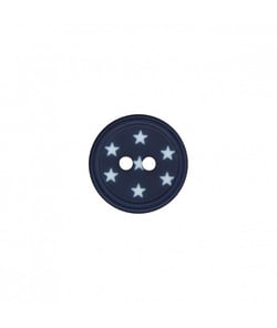 Carte de 3 boutons étoiles polyester 2 trous 12mm - Prym Marine Bleu