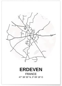 Affiche Carte Erdeven | A3 : 29,7x42cm