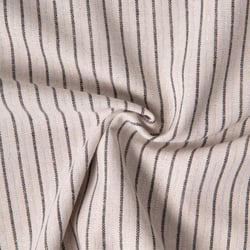 Tissu Coton Lin Viscose lurex rayures sur fond Naturel