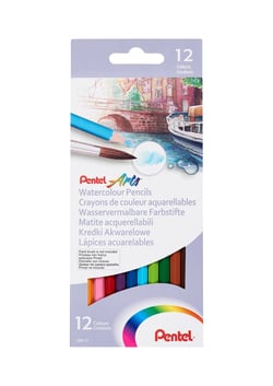 Crayons aquarellables Pentel - Boîte de 12 crayons de couleur - Multicolore - Pentel Arts
