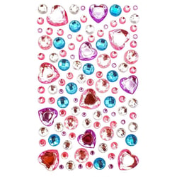 MégaCréa DIY - Stickers strass coeurs couleurs pastels 0,7 à 1,7 cm 109 pièces