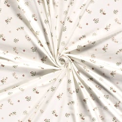 Tissu Jersey Coton imprimé Fleuris Léo sur fond Ecru