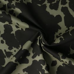 Tissu Toile de Coton  Zélina camouflage artistique sur fond Vert kaki - Au mètre