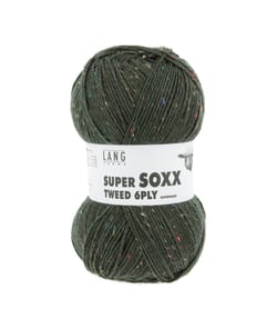 Pelote à tricoter SUPER SOXX TWEED 6 fils - 150 Gr - Lang Yarns : La laine robuste, chaude et élégante 0018 Vert