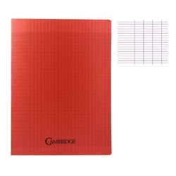 Cahier - 24x32(cm) - Grands carreaux - 96 pages - couverture en polypro rouge - sans spirale - Hamelin
