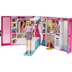 Barbie maison : le dressing transportable + 25 accessoires - habits - vetement - 1 poupee mannequin - mattel - gbk10