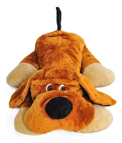 Grand chien en peluche allongé 110cm marron - Velinda
