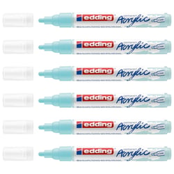 Lot de 6 marqueurs peinture acrylique - EDDING - Pointe ronde 2-3 mm - Bleu pastel