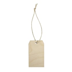 Pendentif en bois Tag, FSC100%, nature, 4,5x8x0,3cm, 6 pièces