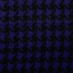 Tissu Polyester satiné Big pied de poule Bleu roi sur fond Noir