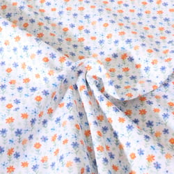 Tissu Popeline de Coton légère Petites fleurs sur fond Blanc