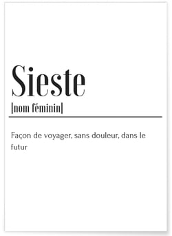 Affiche Définition Sieste | A3 : 29,7x42cm