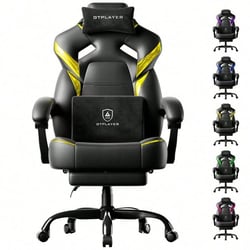 Chaise gaming ergonomique GTPLAYER - PU - noir/jaune - 55 x 51 x 130 cm