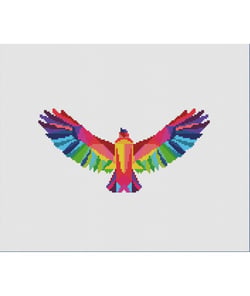 Kit broderie point de croix Marie Coeur - Faucon Multicolore