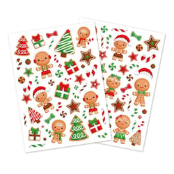 Gommettes de Noël Famille pain d'épices 0,6 à 9 cm 93 pièces