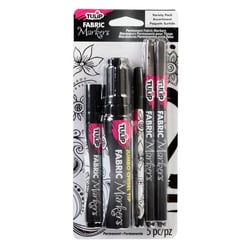Lot de 5 feutres textiles permanents pointe brosse - Tulip - Noir