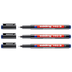 Lot de 3 marqueurs permanents - EDDING - Pointe super fine 0,3 mm - Bleu