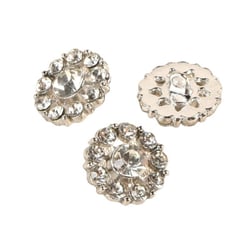 Lot de 3 boutons strass blanc 18mm