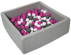 Piscine à balles pour enfant, 90x90 cm, Aire de jeu + 200 balles blanc,rose,gris - Velinda