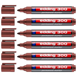 Lot de 6 marqueurs permanents pointe ronde 1,5-3 mm - EDDING - Marron - 300