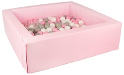 Piscine à balles carrée avec 200 balles – rose clair/blanc, transparent, rose clair, gris - Velinda