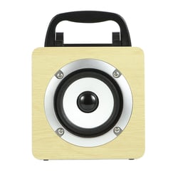 Enceinte Bluetooth Sans Fil Portable En Bois 5W Autonomie 3-4 Heures 500mAh USB Beige YONIS